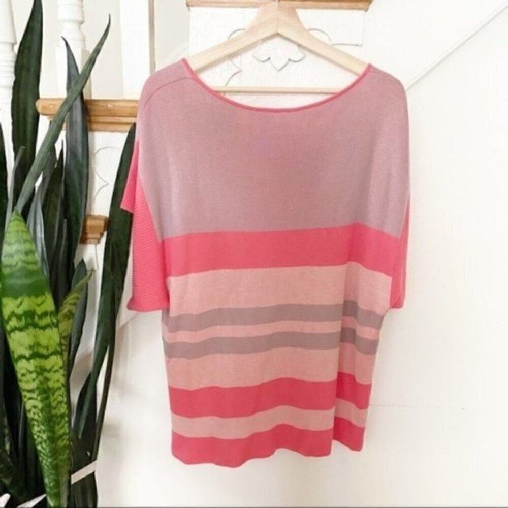 MOTH knit striped pink coral scoop neck blouse M - Picture 5 of 6